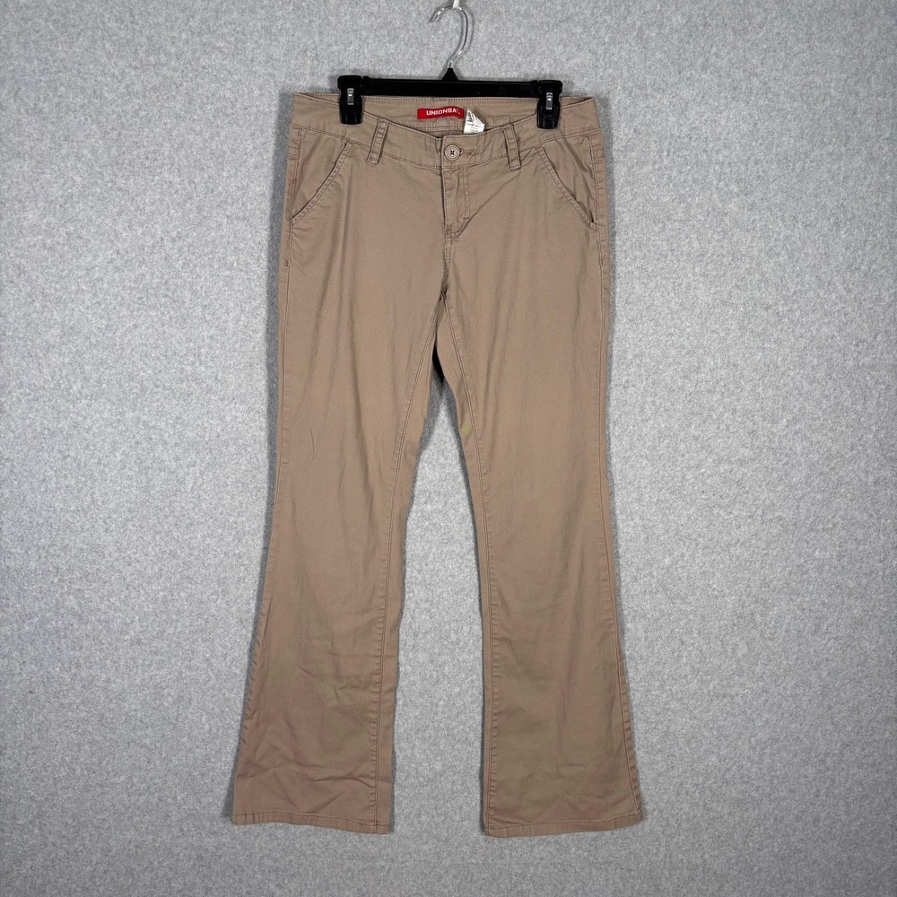 Y2K Unionbay Low Rise Flare Pants 11 Khaki‎ Cotton Stretch Hike GORP Utility